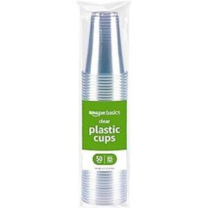Disposable Clear Plastic Cups, 16oz, 50 Count